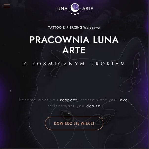 Screenshot of Luna Arte website 